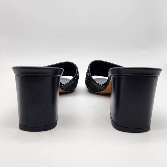 M. Gemi The Nadia Black Woven Leather Open Toe Block Heel EU 38 US 7.5 Sandals - Picture 6 of 8